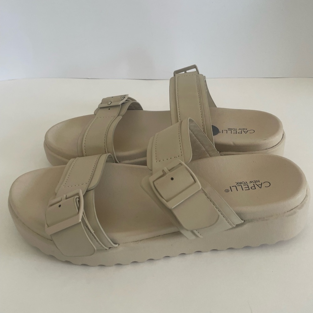 Capelli of New York Tan Sandals with Adjustable Straps